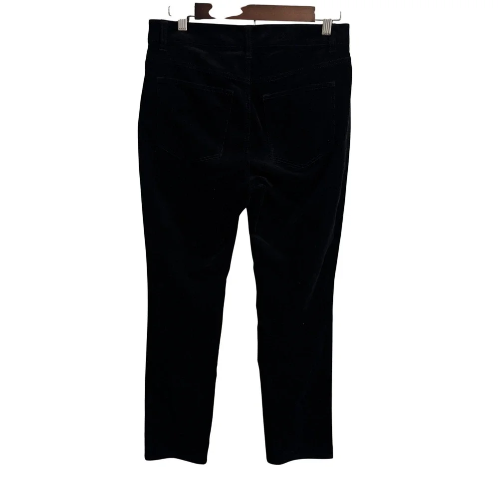 Talbots Black Velvet High Waist Straight Leg‎ Pants Womens Size 6P
